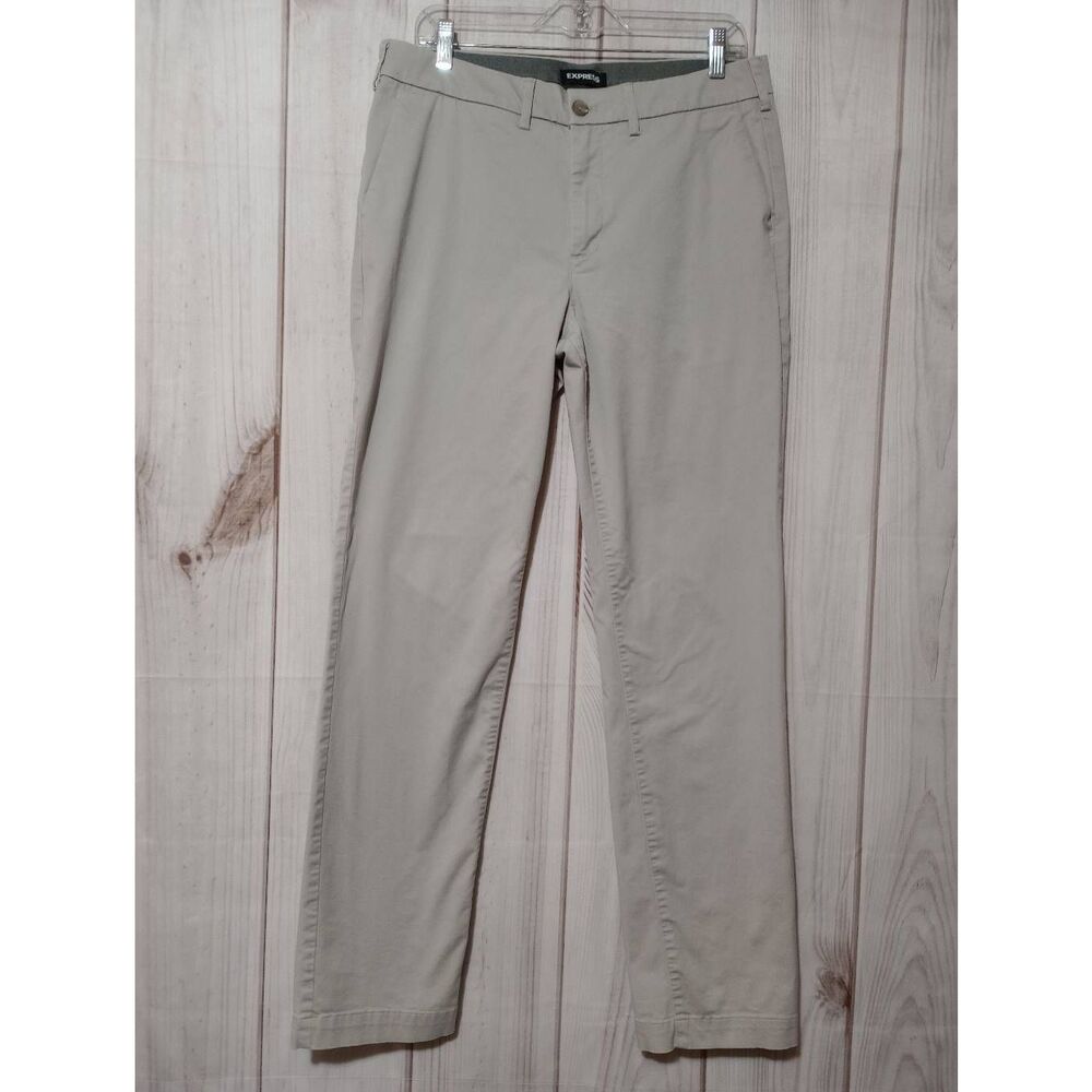 Express Pants Men's 32 34 Gray Chino Slim Straight Comfort Waist